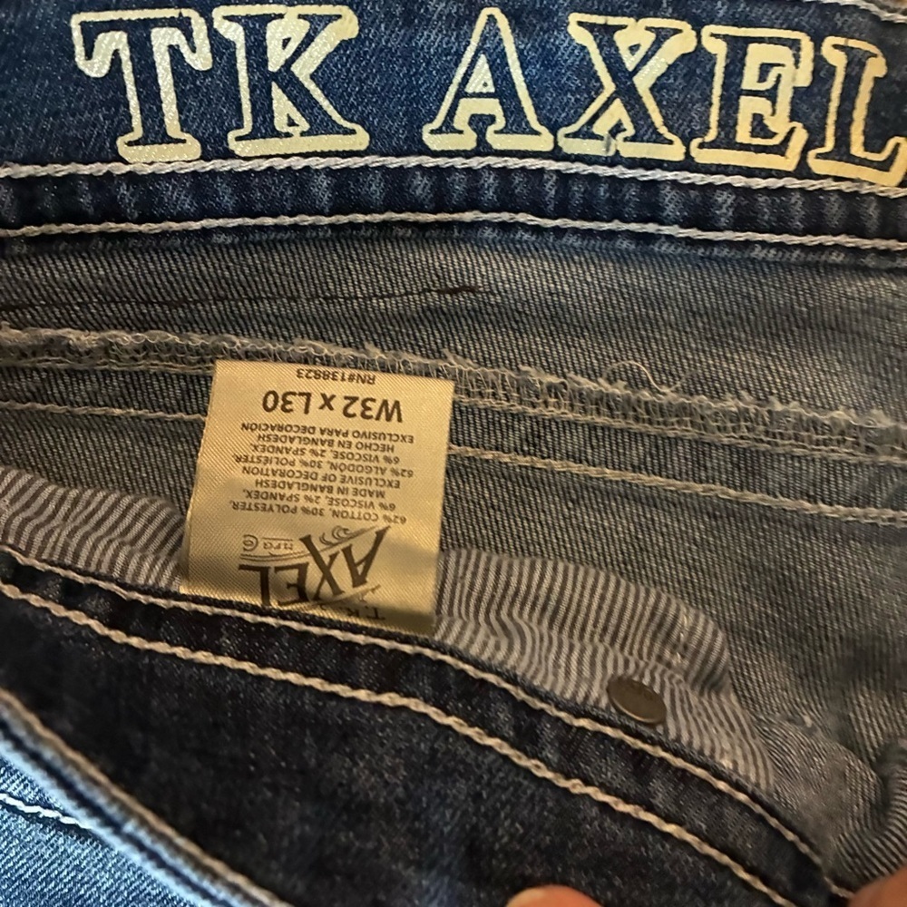T.K. Axel Slim Bootcut Jeans 32x30 Dark Wash Stretch Denim - Picture 3 of 5
